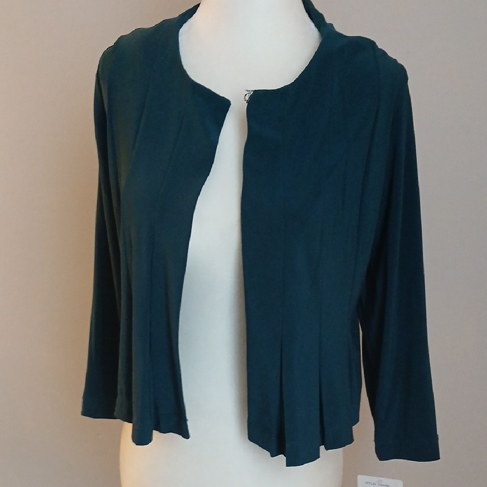 Julian Taylor New York Teal Blue Green Cropped Pleated Bolero Sz 10